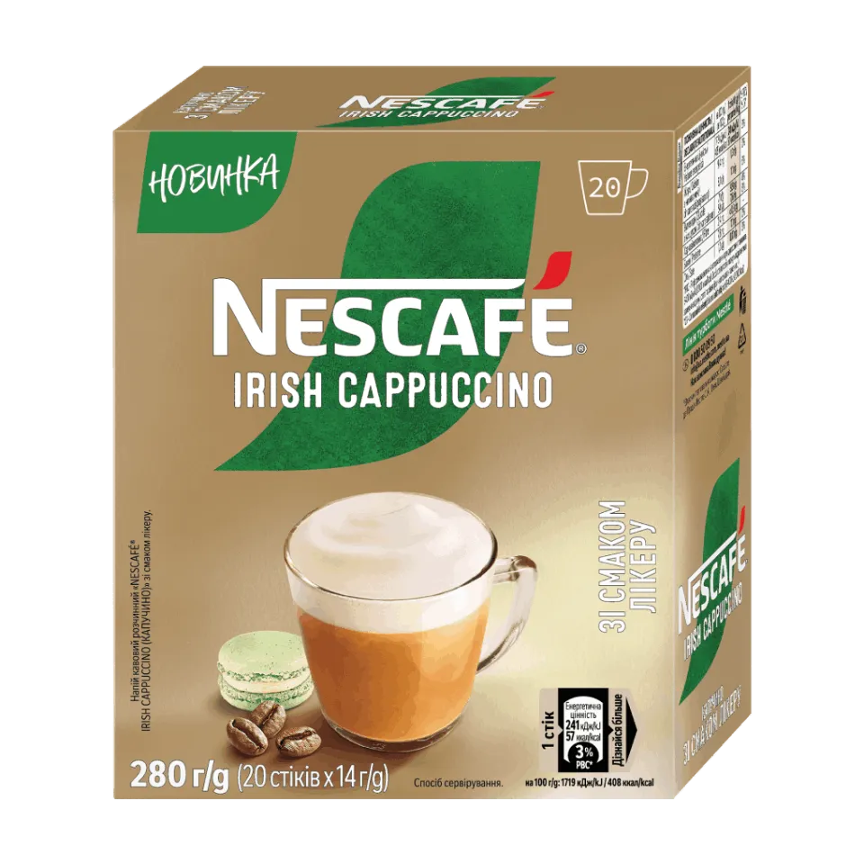 Напій кавовий NESCAFÉ® Irish Cappuccino у стіках | Nescafé UA